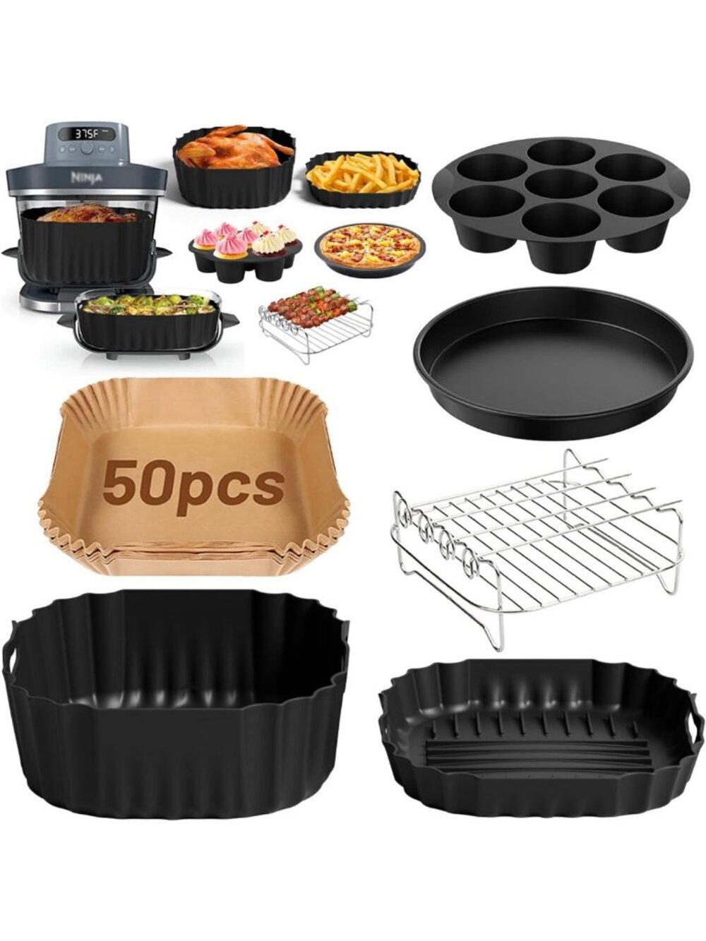 Air Fryer Accessories Set for 6-in-1 Glass Air Fryer - Cooking Tools & Gadgets